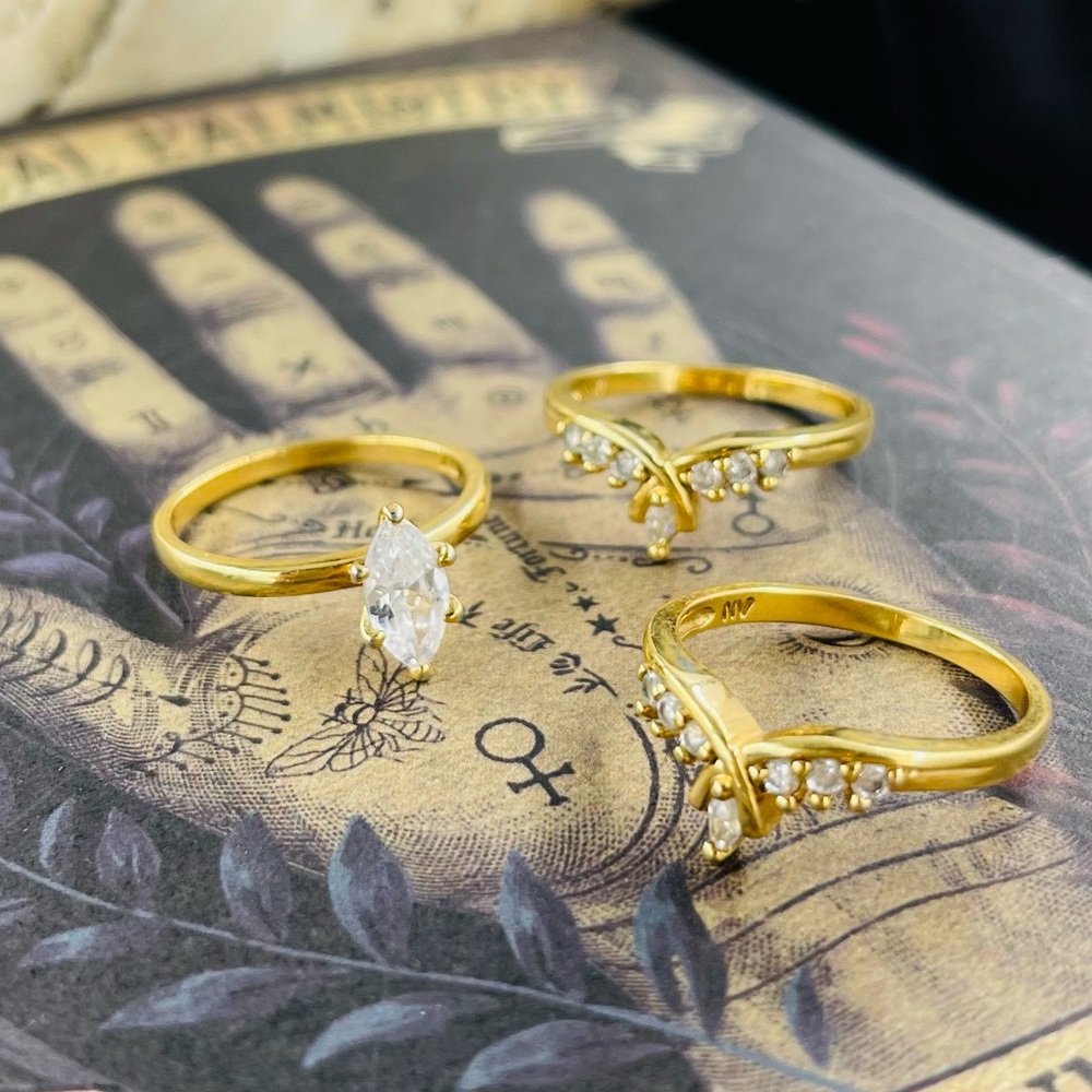 Vintage Nevada Mines Gold Plated Trio Crown set with Marquis cut ice Diamantés